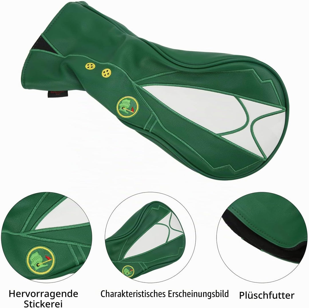 Golf Green Leather Driver/Fairway Wood/Hybrid Headcover 