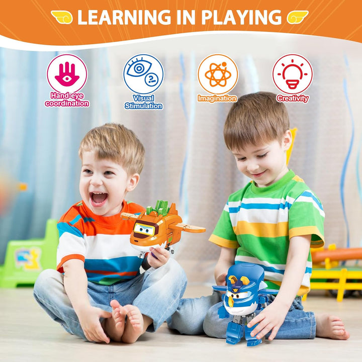 Super Wings Verwandelbares Roboterspielzeug 2PCS Trico &amp; Stego, 3-in-1 Dinosaurier-Spielzeug 12,7 cm