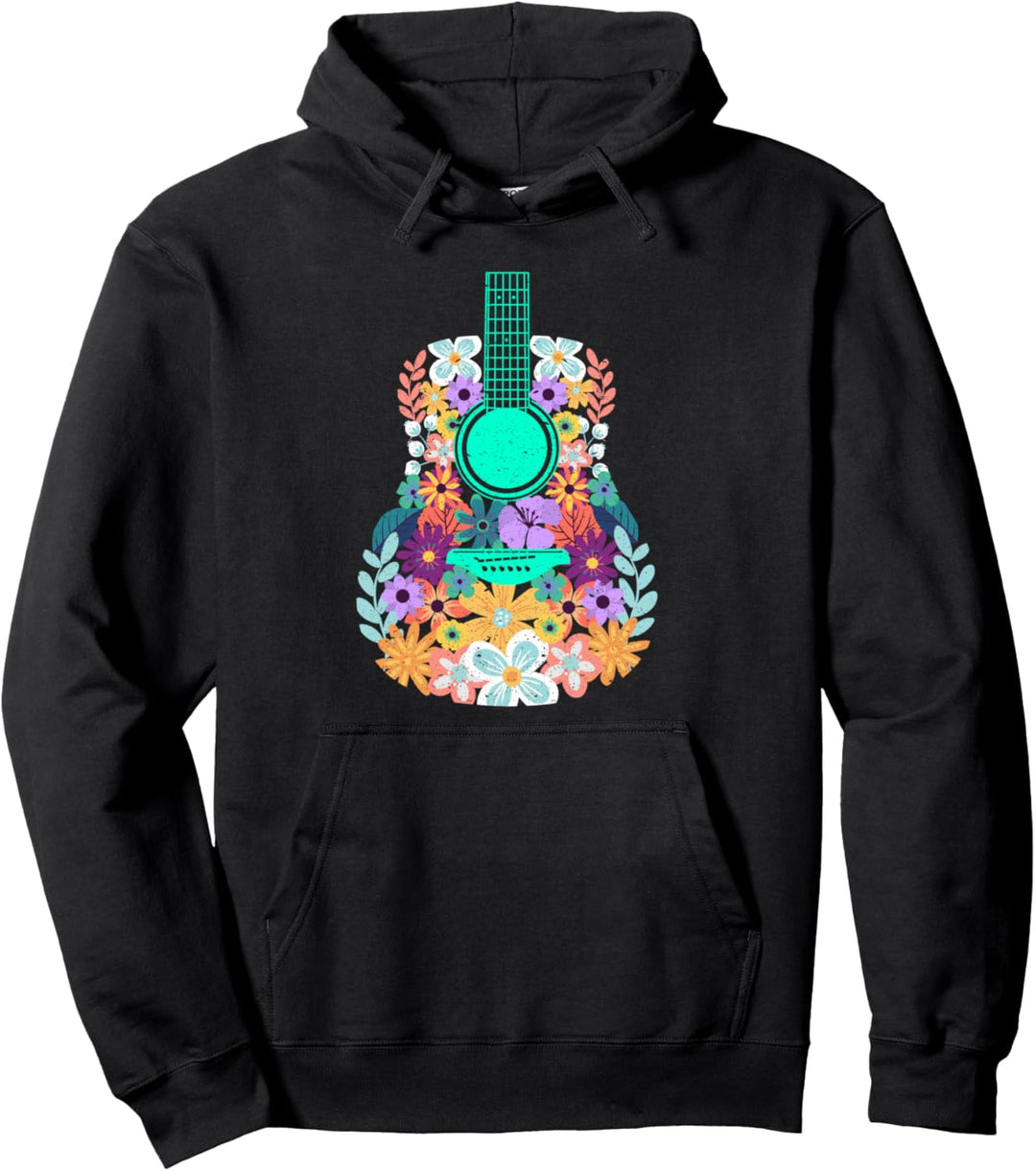 Gitarrenblumen Blumenmusik Festival Glück positiv Pullover Hoodie