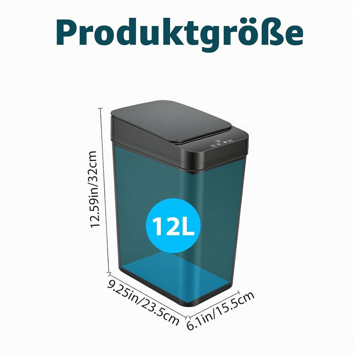 2er Set Mülleimer mit Sensor, 12L Automatischer Mülleimer, Smart Mülleimesr mit Deckel, 3 Betriebsmo