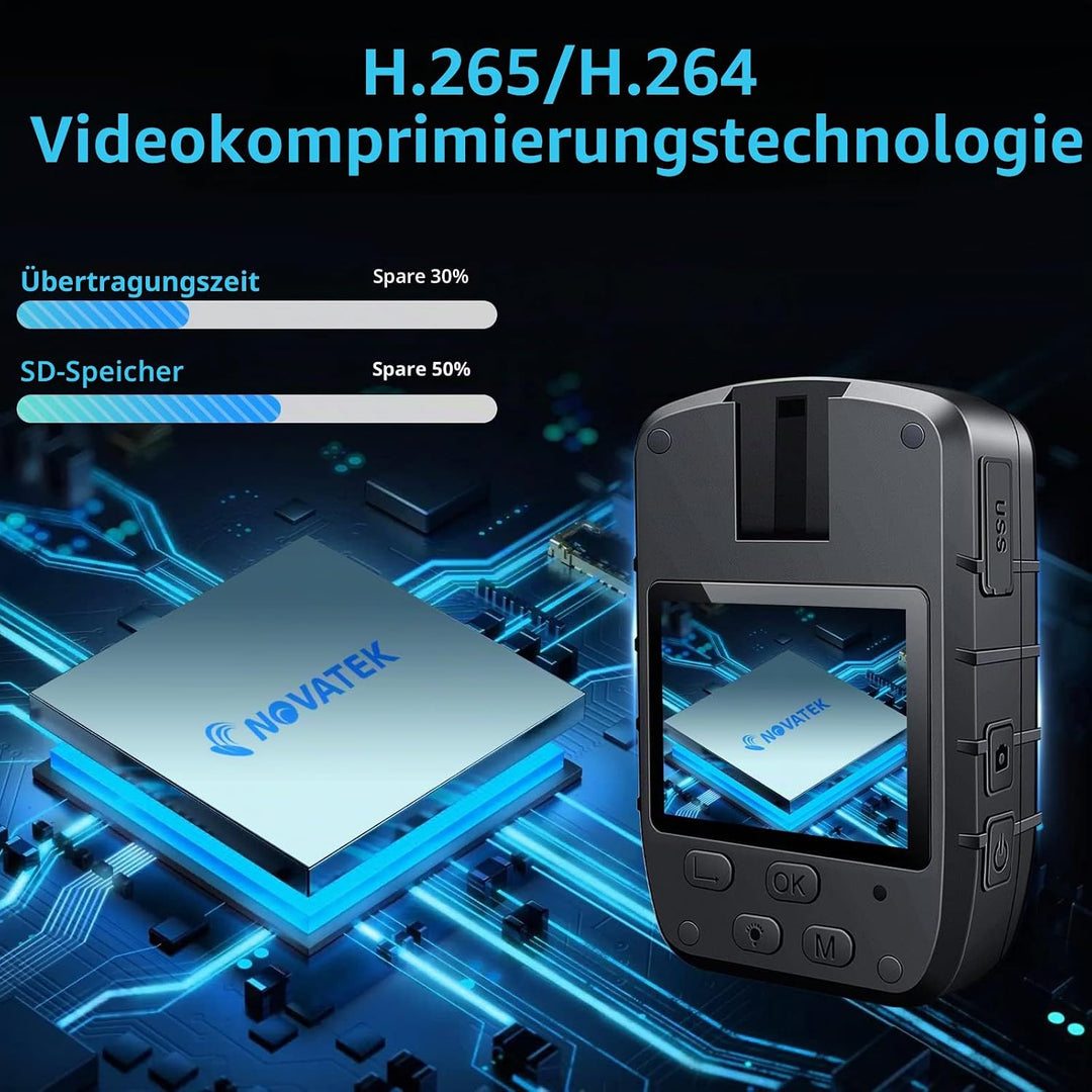 CAMMHD C8-64GB 1296P Body Cam 12 Stunden Tragbare Audio und Video Bodycam 170° Weitwinkel Polizei Kö