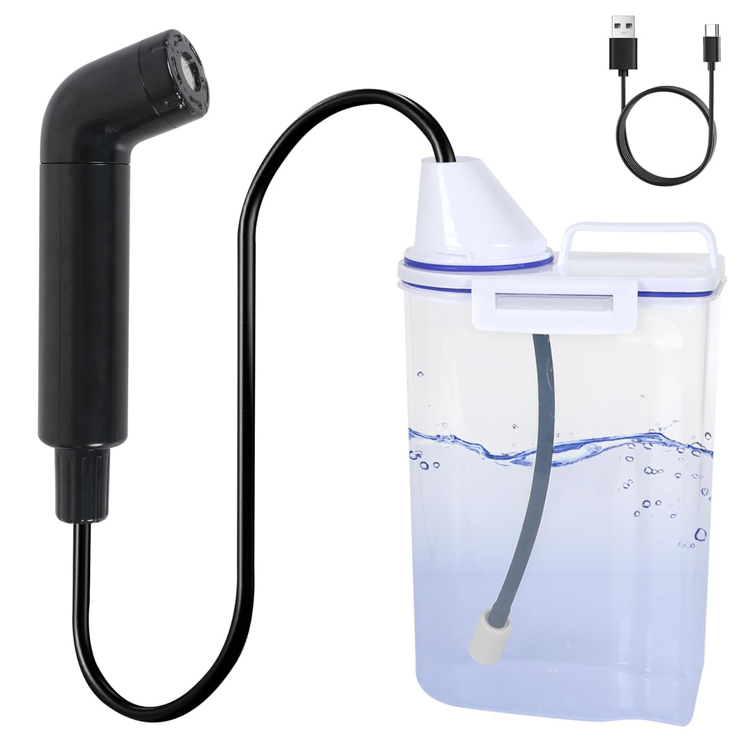 Reise Bidet Elektrisch, 2.5L Portable Bidet, Wiederaufladbares Po Dusche mit 1,2 m Filterwasserleitu