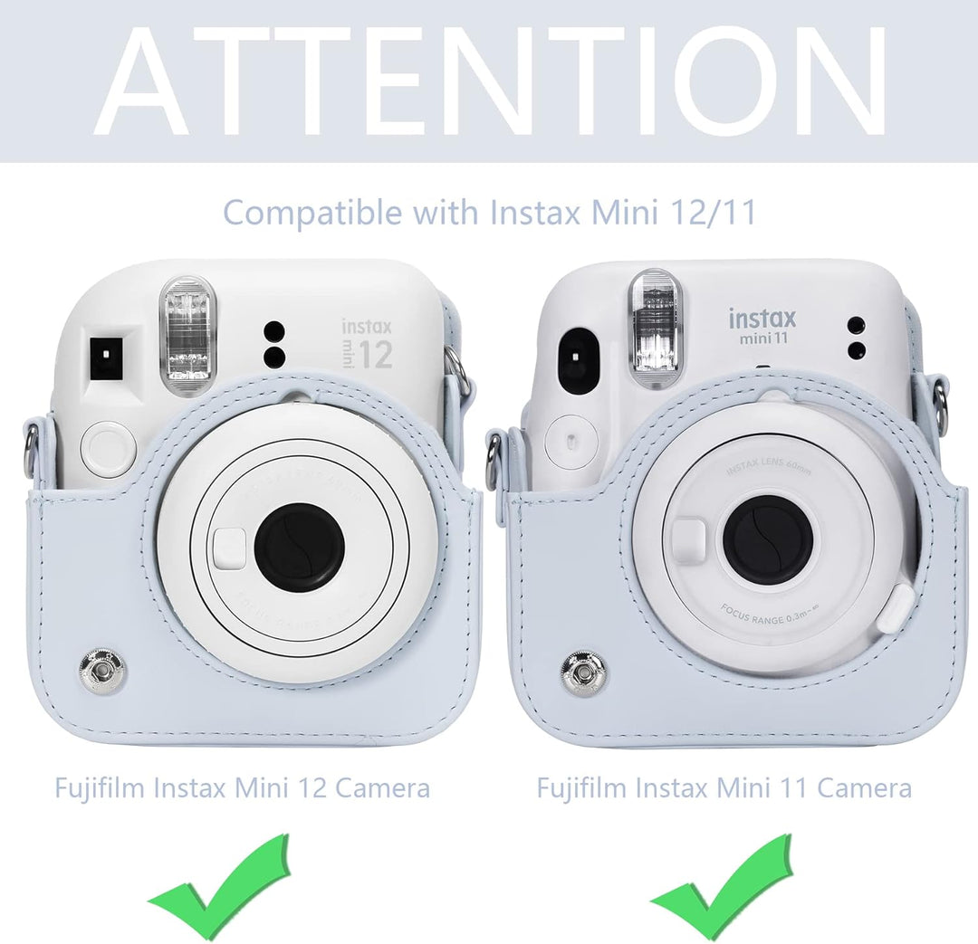 Aenllosi PU Leder Tasche Schutzhülle für Fujifilm Instax Mini 12/Mini 11 Sofortbildkamera Reisetasch