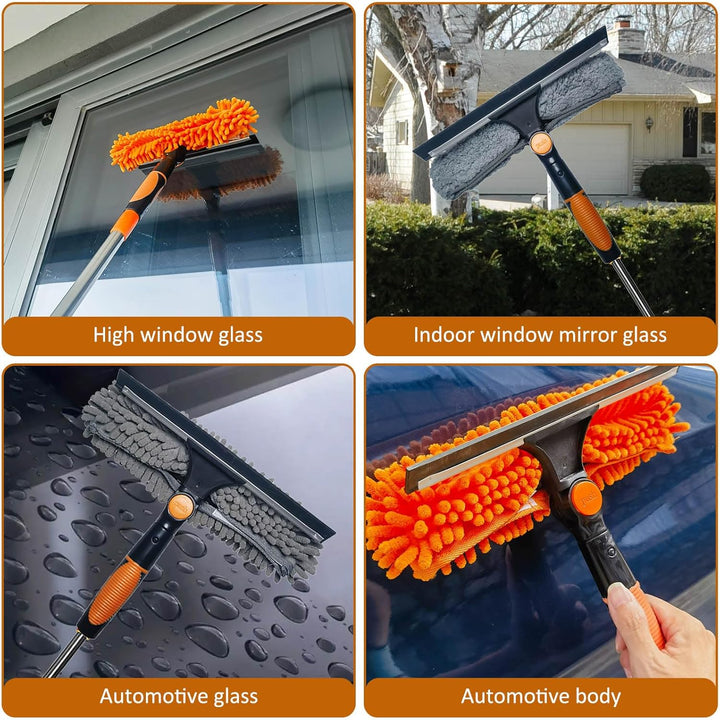 6 m + Reichweite, Fensterreiniger, Staubwedel, 2-in-1, drehbares Fensterreinigungswerkzeug-Set mit 9