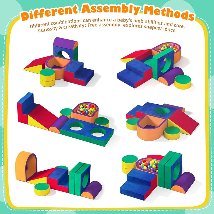 8pcs Schaumstoff Bausteine Kinder mit Bunten softbausteine Kletterblöcken für Kleinkinder Jahren, In