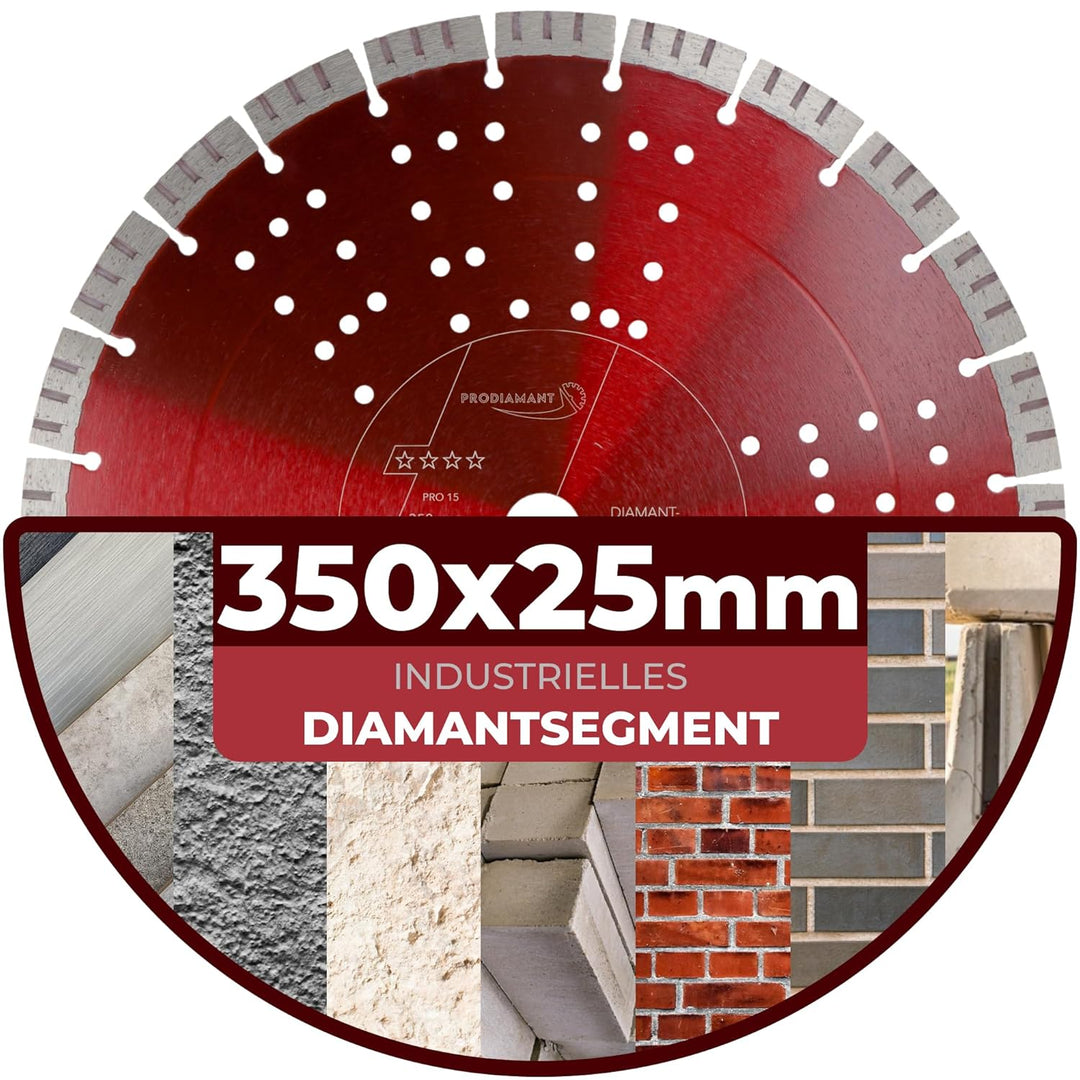 PRODIAMANT Turbo Diamant-Trennscheibe Beton 350mm x 25,4 mm Segmenthöhe 15mm 350/25,4mm, 350/25,4mm