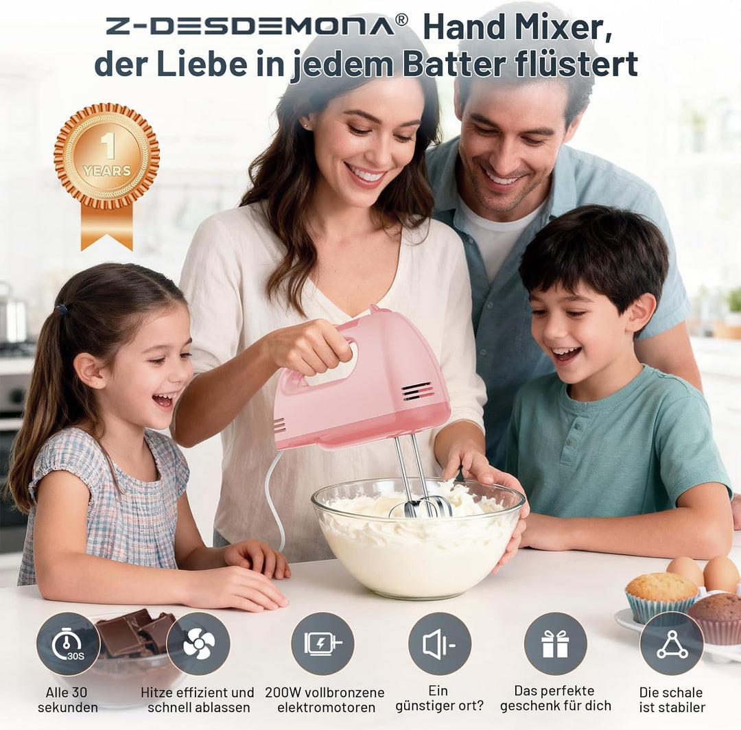 Elektrischer Handmixer, Kleine Lebensmittelmischer 7 Geschwindigkeiten Handmischer, 304 * (1 * Whisk