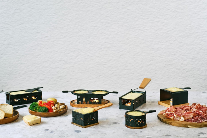 Cosy &amp; Trendy Raclette-Gerät oval aus Edelstahl + 2 Spatel, für 2 Personen, Schwarz Mittel Schwarz,