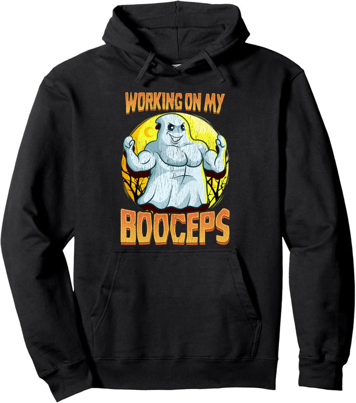 Workout Gym Weight Lifting Pun Bodybuilder Ghost Halloween Pullover Hoodie