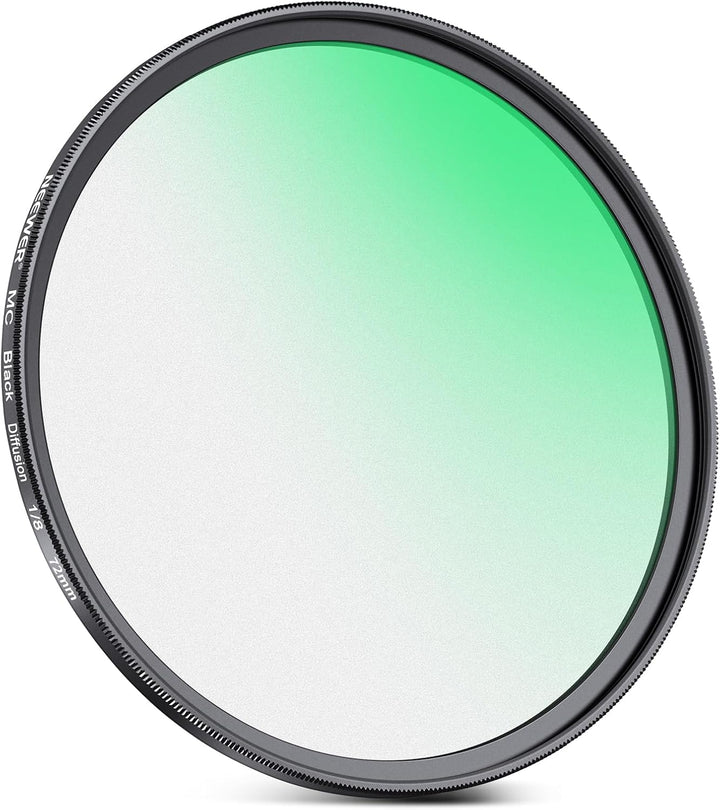 NEEWER 72mm Black Diffusion 1/8 Filter, Weicher, verträumter Kinoeffekt Filter, ultradünnes, wassera