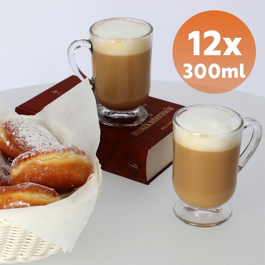 KADAX Kaffeegläser Set, 300ml, Teegläser aus Glas, Glühweingläser, Trinkgläser für Tee, Kaffee, Iris