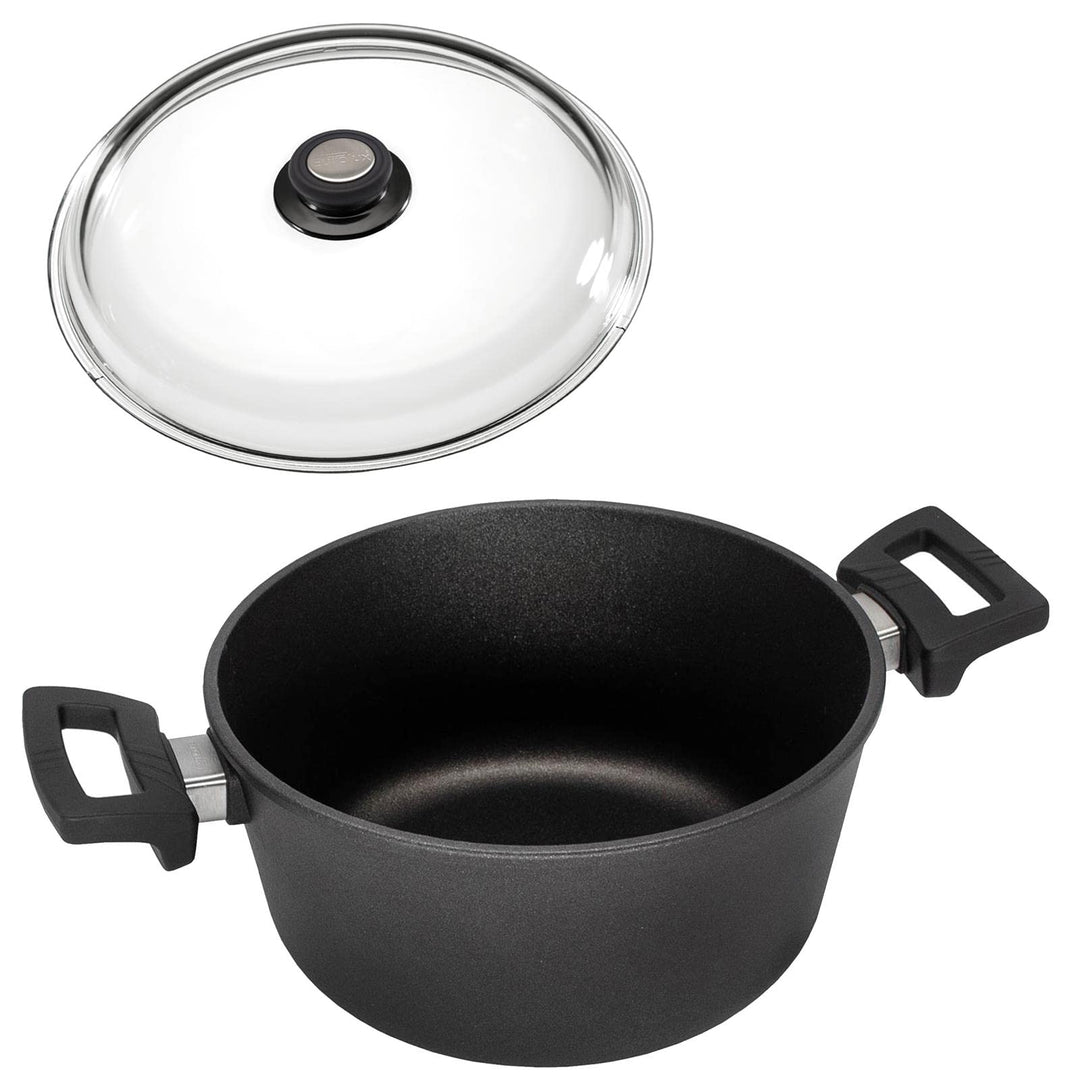 Eurolux Guss-Topf Set &amp; Deckel Ø 24 cm - ca. 4,5 Liter - kleiner hoher Universal-Koch-Topf Aluguss m