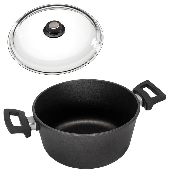 Eurolux Guss-Topf Set &amp; Deckel Ø 24 cm - ca. 4,5 Liter - kleiner hoher Universal-Koch-Topf Aluguss m