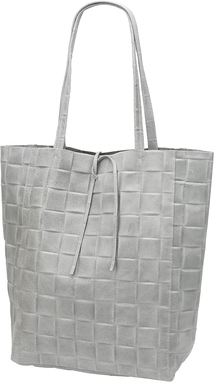 SH Leder ® Damen Echtleder Shopper in geflochtene print mit Innentasche in vielen Farben Schultertas