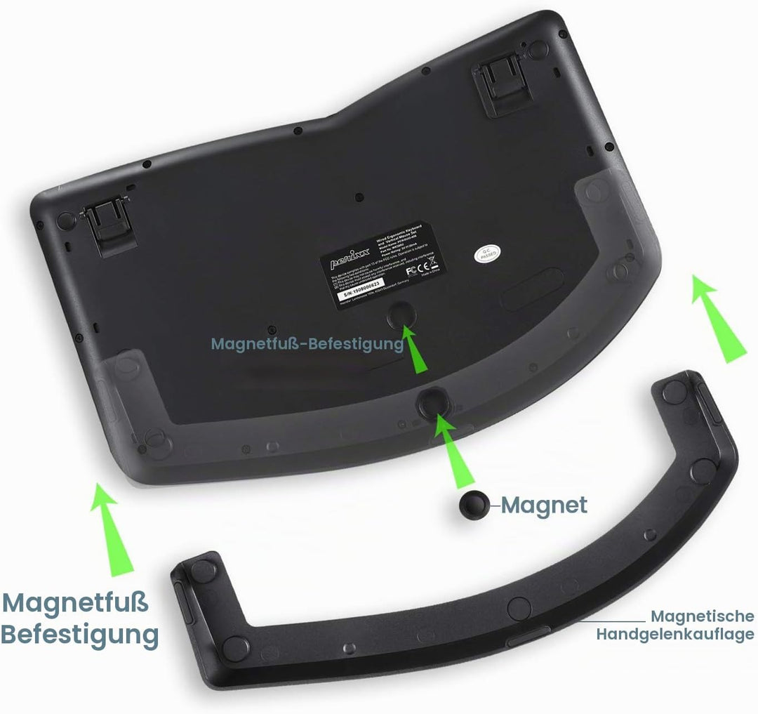 Perixx PERIDUO-606 Wireless Mini Ergonomic Keyboard with Portable Vertical Mouse - Adjustable Palm R