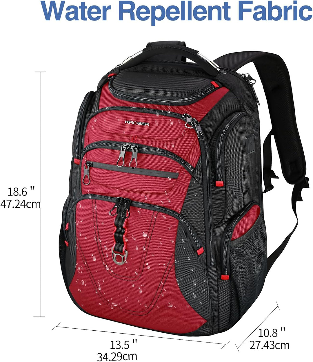 KROSER Laptop Rucksack Herren 17,3 Zoll Business Reiserucksack Handgepäck Wasserdicht mit Hartgeschä