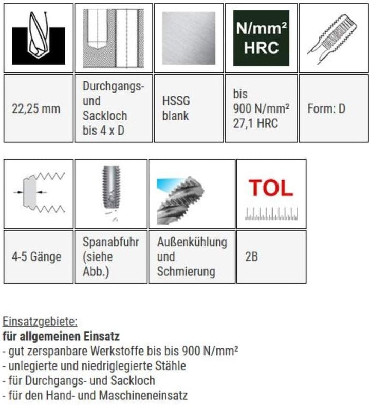 BAER Einschnittgewindebohrer Form D - UNC 1" x 8 - HSSG Gewindeschneider - Gewindebohrer - Gewinde s