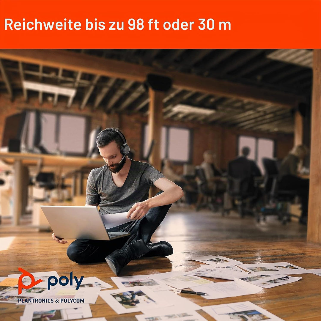 Poly - Voyager Focus UC (Plantronics) - Bluetooth Dual-Ear (Stereo) Headset mit Bügelmikrofon - USB-