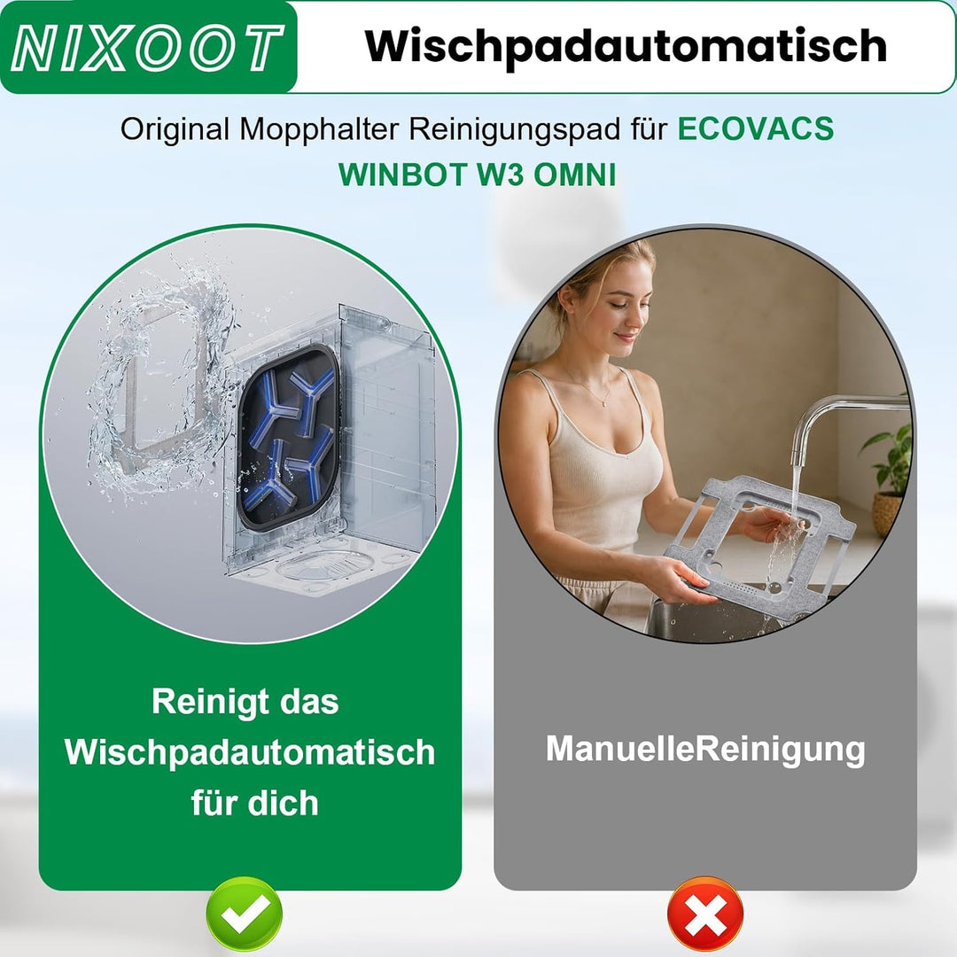 2 Stück Reinigungspad für ECOVACS WINBOT W3 OMNl Fensterputzroboter, Halterung Ersatzteile Mikrofase