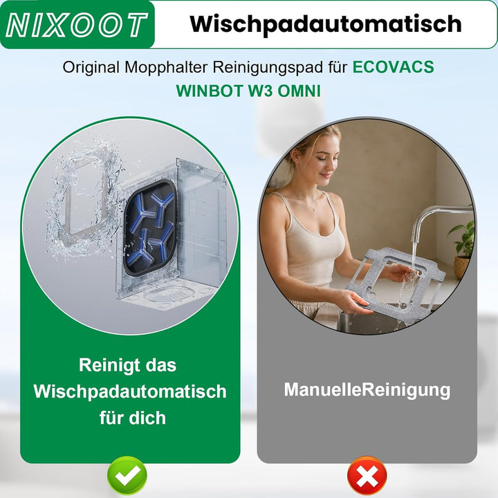 2 Stück Reinigungspad für ECOVACS WINBOT W3 OMNl Fensterputzroboter, Halterung Ersatzteile Mikrofase