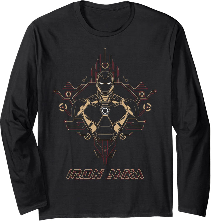 Marvel Iron Man Outlined Portrait Langarmshirt