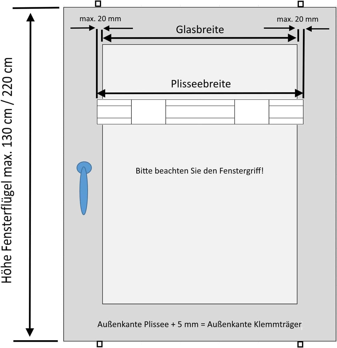 DécoProfi Plissee ohne Bohren Weiss 70cm x 220cm (max. Gesamthöhe Fensterflügel) I Verspannte Plisse