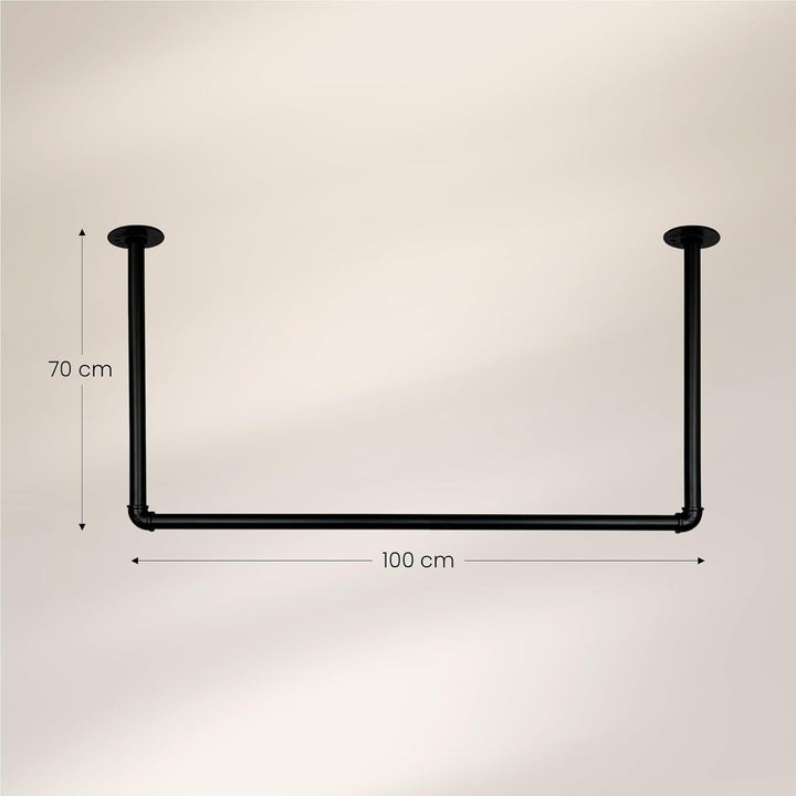 Kleiderstange Garderobe Industrie Design für Decke | Breite 100 cm x Höhe 70 cm | Deckengarderobe |