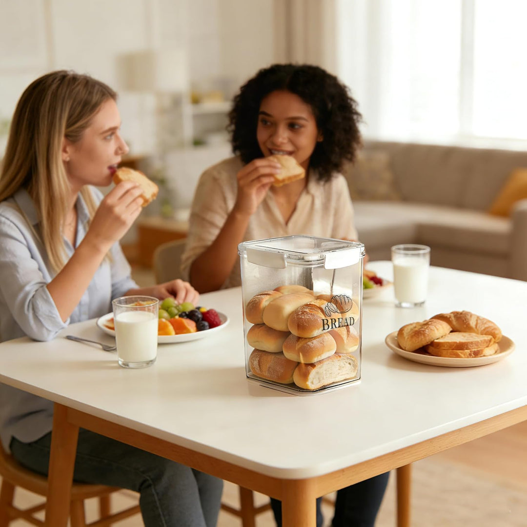 Brotbox Aufbewahrung mit Deckel Clipverschluss – luftdichte Brot Aufbewahrungsdose transparent aus K