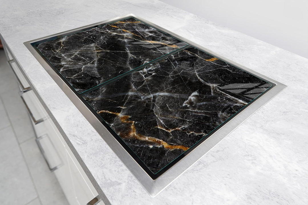 TMK ArtDeko Herdabdeckplatte 2 Teilig 40x52 + 45x52 cm - Spritzschutz Herdabdeckung – Herdschutz aus
