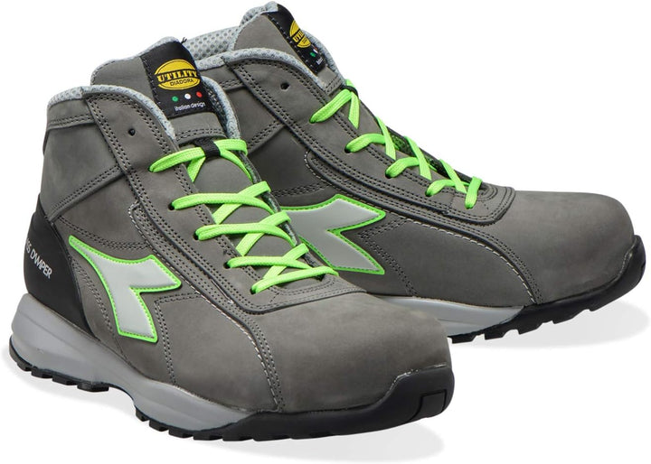 Arbeitsschuh GLOVE MDS MID S3 HRO SRC, COAL/GREEN FLUO, Gr. 46