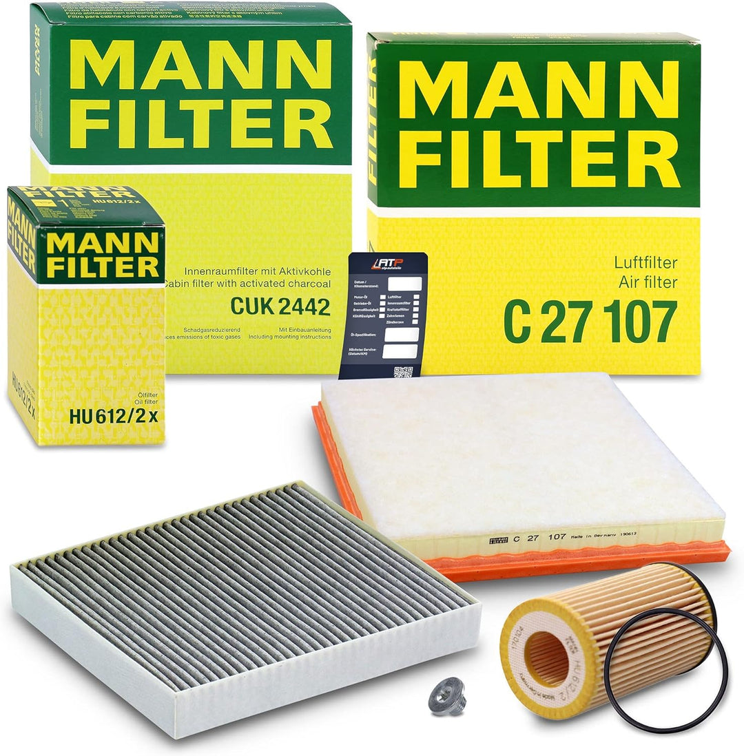 1x MANN-FILTER Ölfilter, 1x MANN-FILTER Luftfilter, 1x MANN-FILTER Innenraumfilter (Aktivkohlefilter