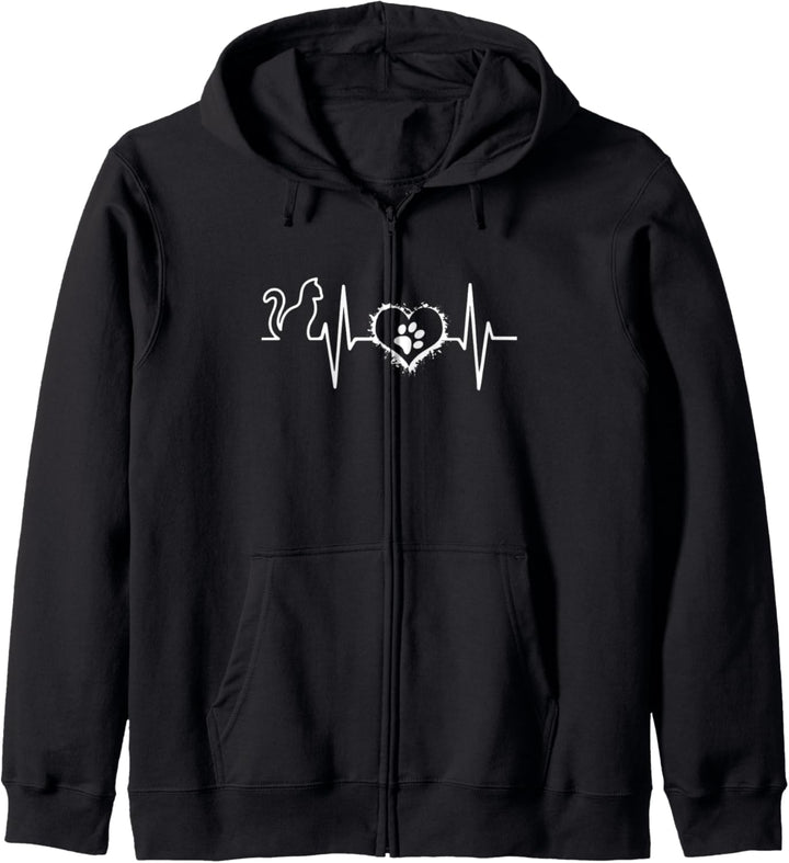 Herzschlag Katze Pfote Puls Liebe Katzen Herz Geschenk Kapuzenjacke