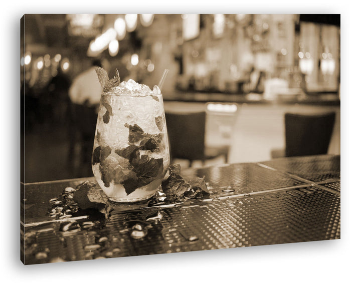 deyoli appetitlicher Mojito Format: 80x60 Effekt: Sepia als Leinwandbild, Motiv fertig gerahmt auf E