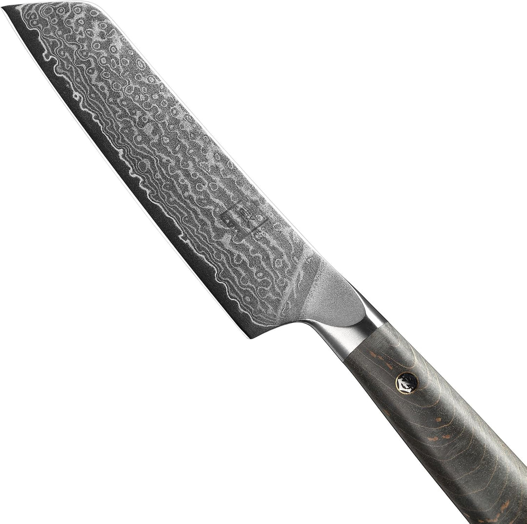 zayiko Professional Series – Premium Allzweckmesser 12 cm Klinge, 67 Lagen echtem Damaststahl, Ahorn