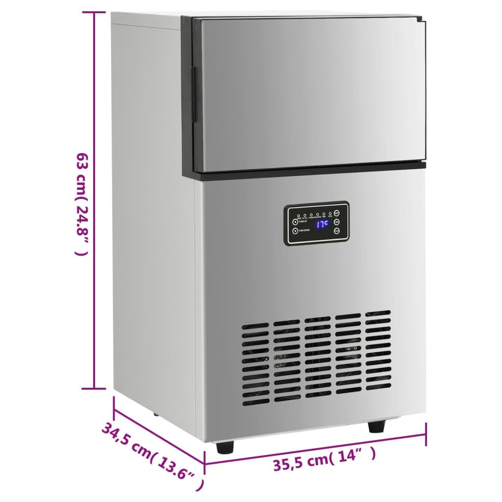 vidaXL Eiswürfelmaschine Silbern 45 kg / 24 h