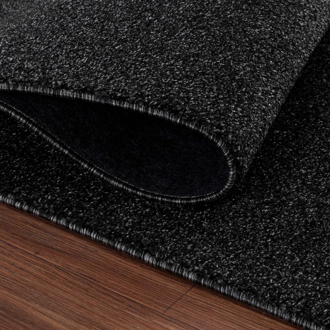 Carpetsale24 Läufer Teppich 80x150 cm Anthrazit, Kurzflor, Einfarbig, Modern, Rechteckig, rutschfest