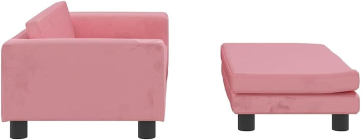 vidaXL Kindersofa mit Hocker Rosa 100x50x30 cm Samt