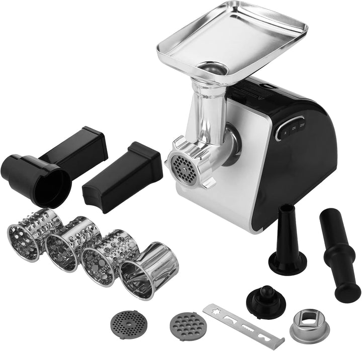 Nictemaw Elektrischer Fleischwolf 2000W, 5-in-1 Küchenmaschine mit 4 Klingen, Spritzgebäckvorsatz, 3
