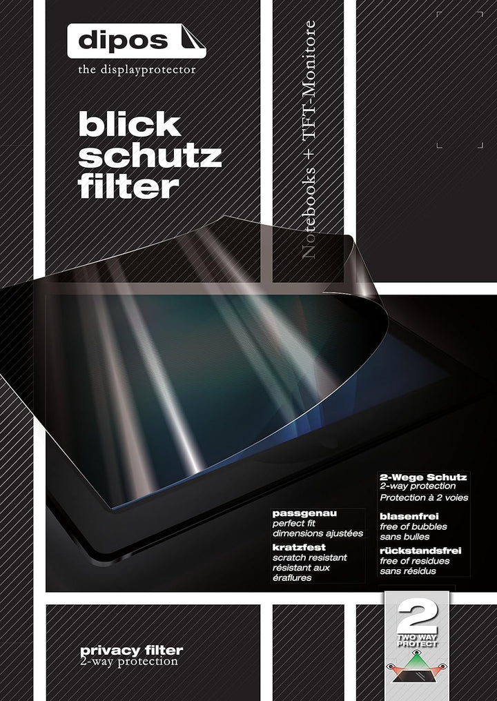 dipos 15,4" Zoll Wide 332x208 mm Blickschutzfilter - Premium Blickschutzfilter für Monitor, Laptop u