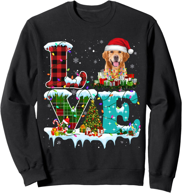 Golden Retriever Weihnachtsbaum Lichter Santa Dog Xmas Sweatshirt