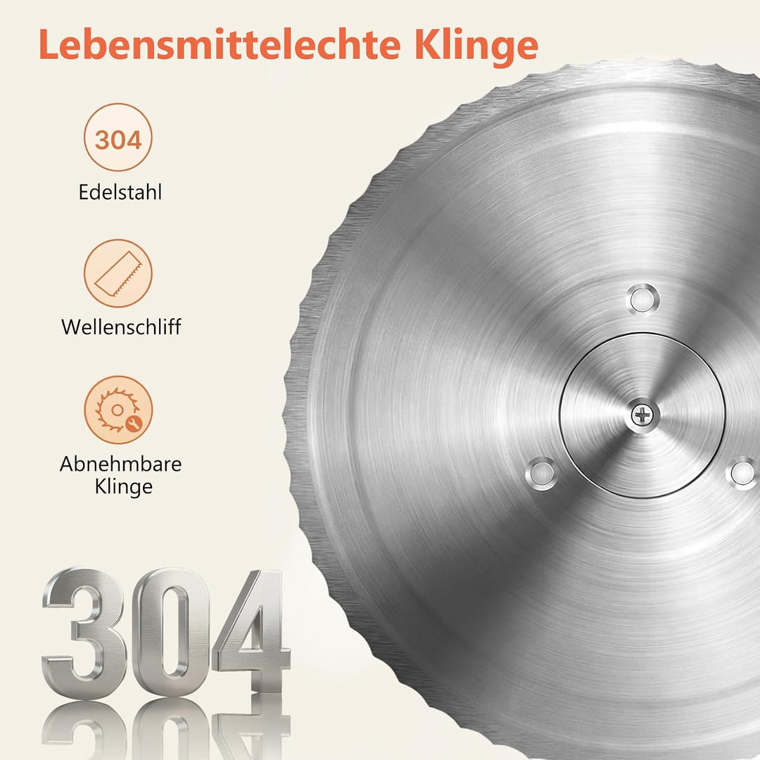 Manuelle Brotschneidemaschine mit Handkurbel | Scheibendicke stufenlos wählbar 1–20 mm | Edelstahlkl