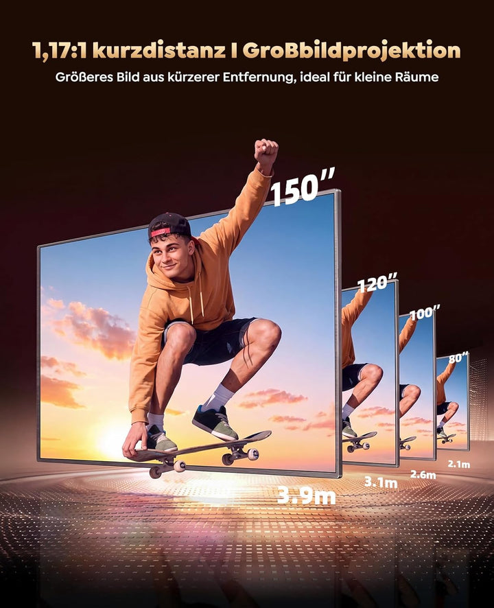 Smart Beamer【Google TV & 30W Lautsprecher】Beamer 4K Heimkino Unterstützt Autofokus/6D Trapezkorrektu