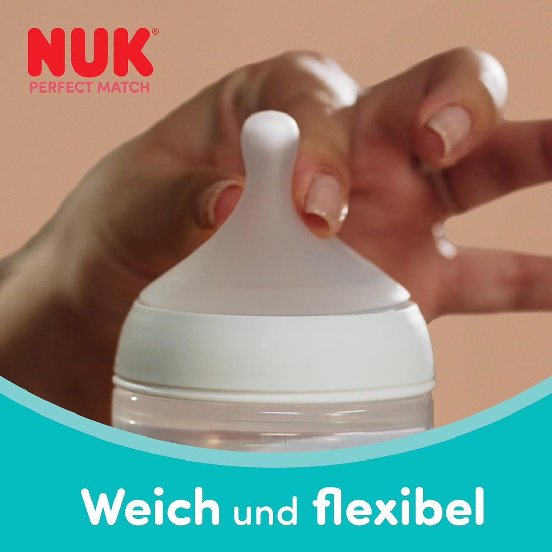 NUK Perfect Match Babyflaschen &amp; Schnuller-Set | 0–6 Monate | 3 x Anti-Kolik-Flaschen (150 ml, 260 m