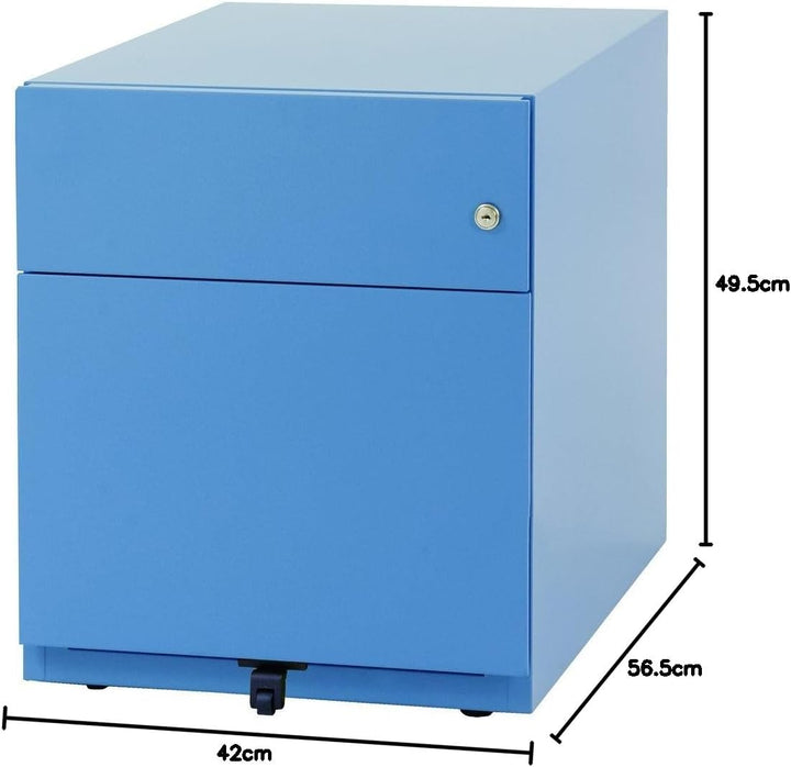 BISLEY Rollcontainer Note mit Griffleiste, 1 Universalschublade, 1 HR-Schublade, Metall, 605 Blau, 5