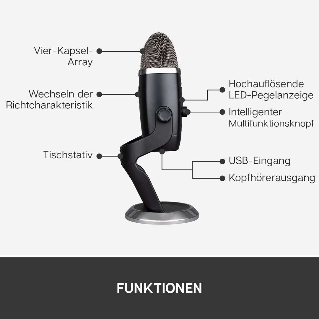 Logitech for Creators Blue Yeti X USB-Mikrofon für PC, Podcast, Gaming, Streaming, Studio, Computerm