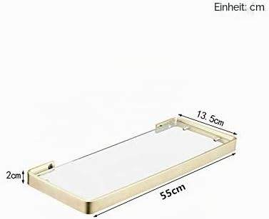 Badezimmer Glasablage 55 cm, Gebürstetes Gold, Glas und Edelstahl A 55 cm, A 55 cm