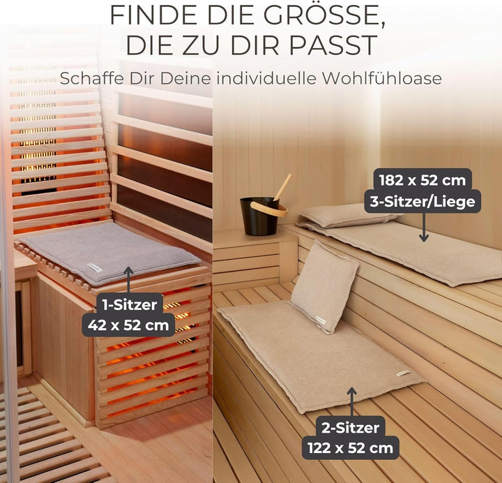 SAUNASOFA Sauna Auflage 2-Sitzer – Sitzunterlage für Sauna & Infrarotsauna aus Baumwolle – Waschbar,