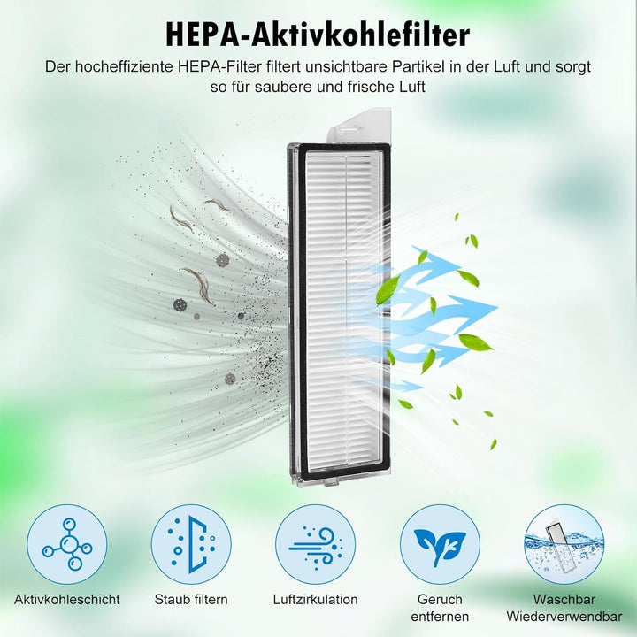 27 Stück Zubehör für Roborock S8 MaxV Ultra Staubsauger, 2 Hauptbürsten, 4 HEPA-Filter, 4 Mopps, 4 S