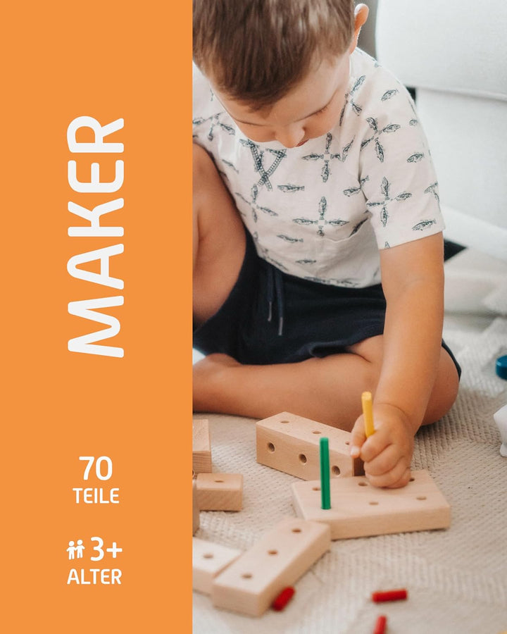Matador 21070 M070 Baukasten, ab 3 Jahren, holzfarben, bunt