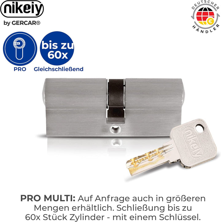 GERCAR Pro 3x Schliesszylinder 40/40 gleichschliessend Set 3 Profilzylinder inkl. 15 Schlüssel - 80
